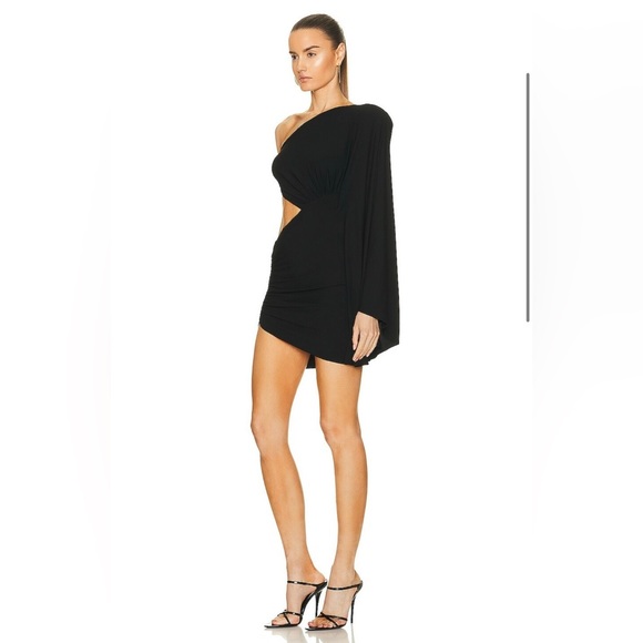 NWT ALEXANDRE VAUTHIER One Sleeve Mini Dress in black size 2 - Picture 3 of 9